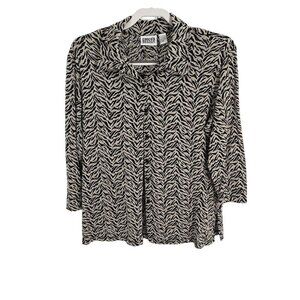 Chicos Ladies Tank Shell and Shirt Set Zebra Gold Black Metallic Size M  (2)